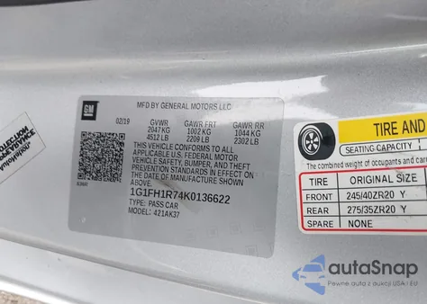 2019 Chevrolet Camaro 2Ss z USA, uszkodzony, nr VIN 1G1FH1R74K0136622